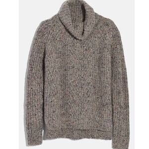 MADEWELL XS Wool Colorfleck Ribbed Silk Blend multicolor turtleneck sweater warm